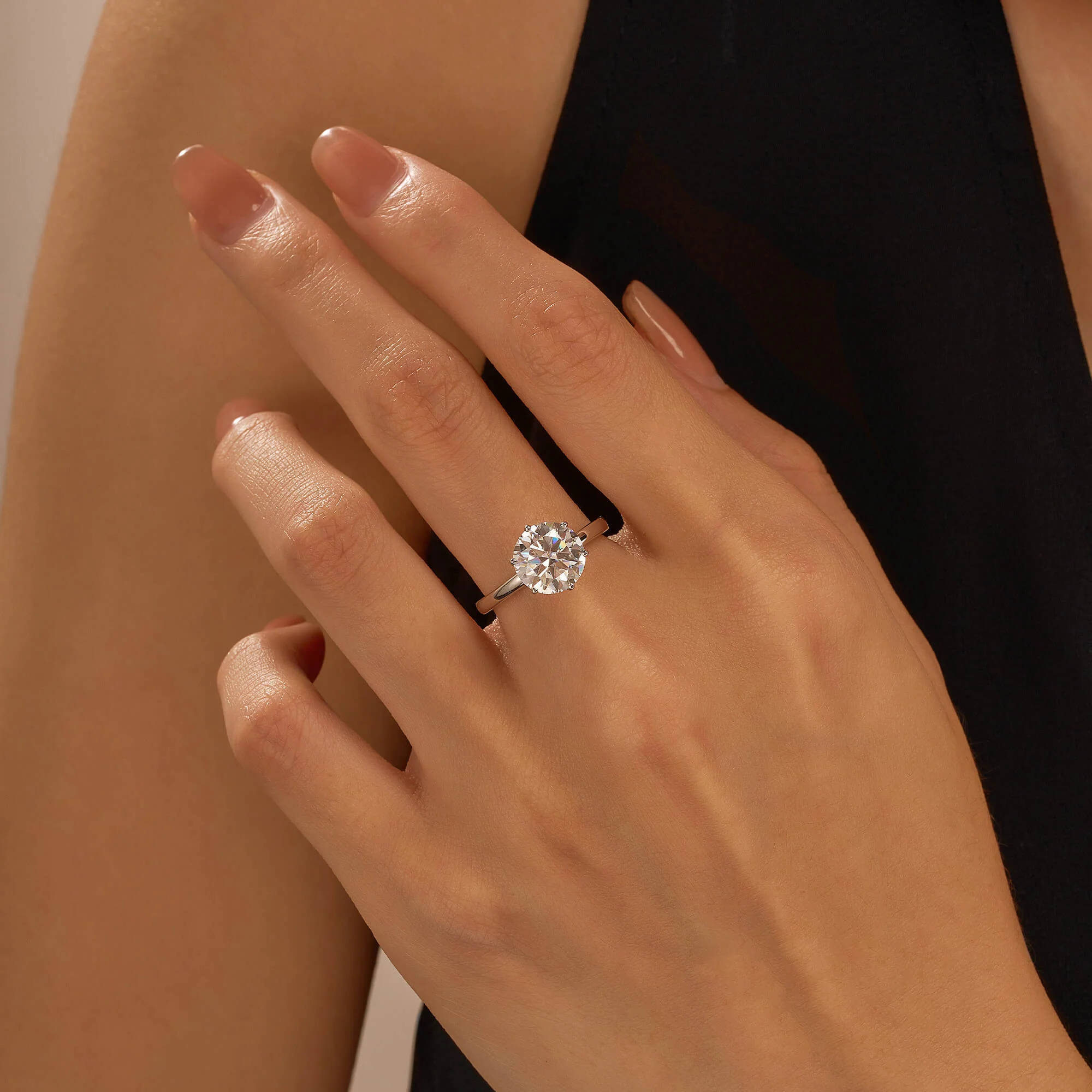 Round Moissanite Solitaire Engagement Ring - Image 10