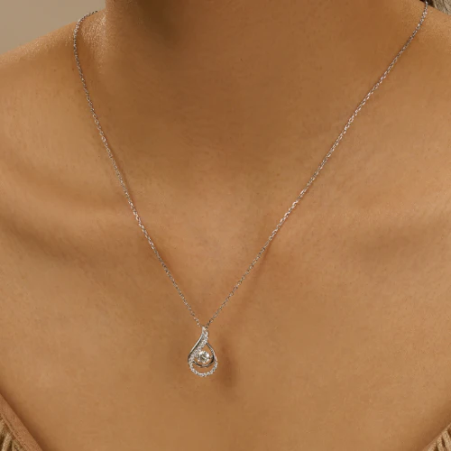 Round Moissanite Teardrop Pendant Necklace - Image 12