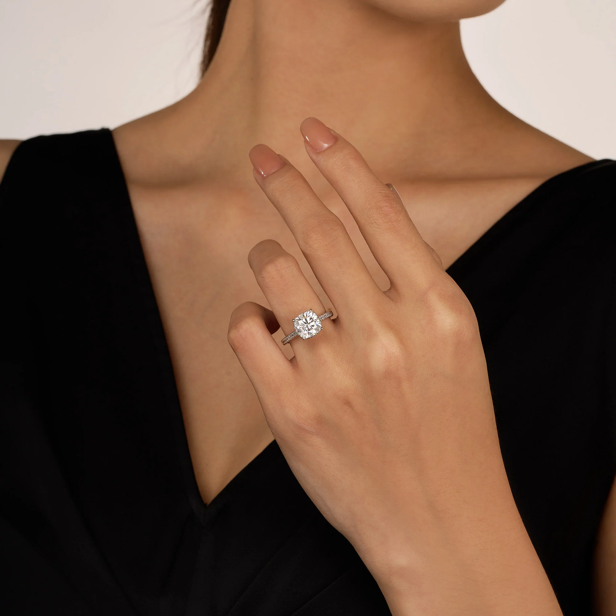 Cushion Halo Moissanite Engagement Ring - Image 10