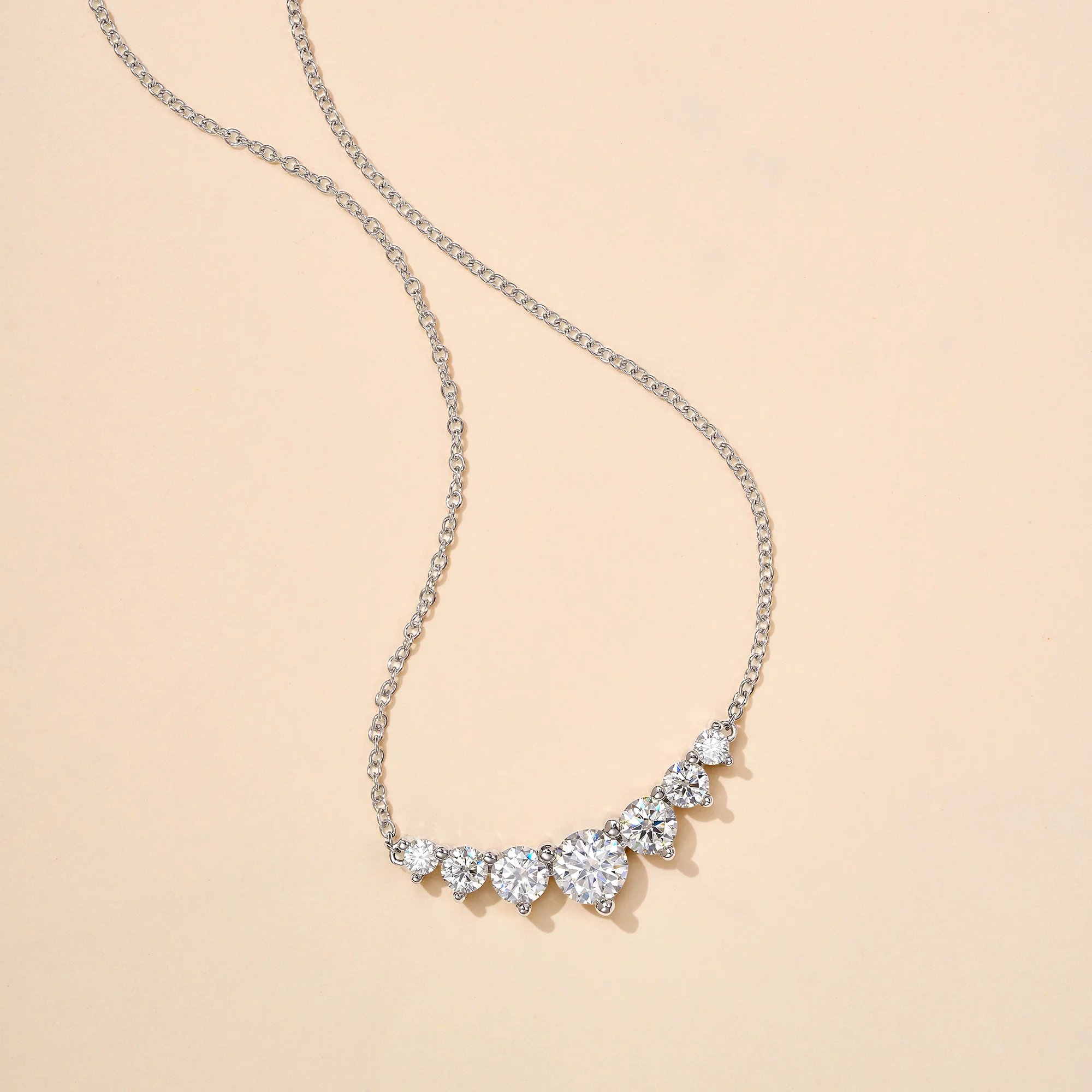 Seven Stone Round Moissanite Solitaire Pendant Necklace - Image 10
