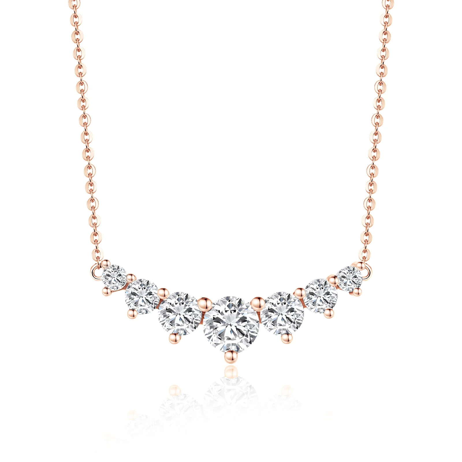 Seven Stone Round Moissanite Solitaire Pendant Necklace - Image 3