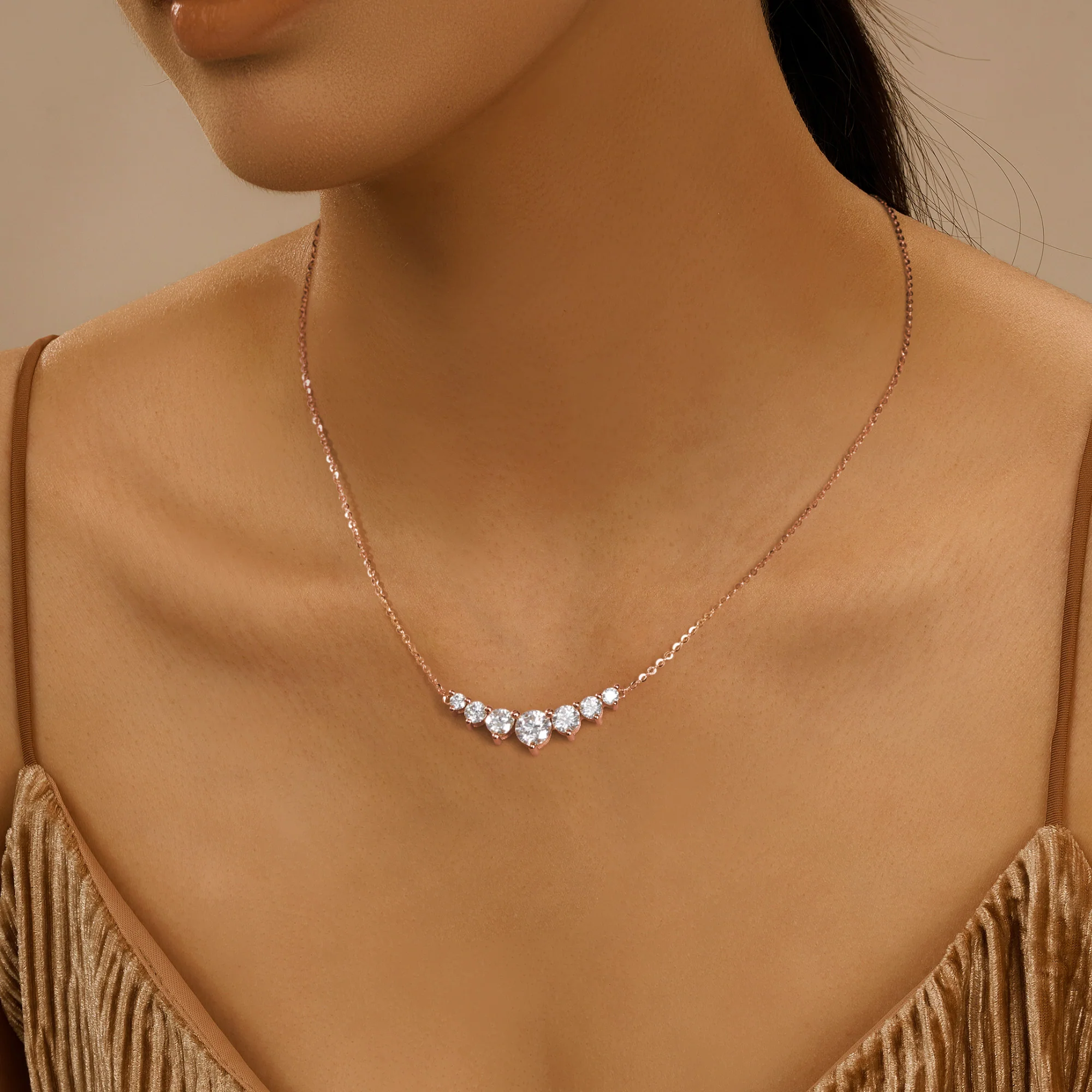 Seven Stone Round Moissanite Solitaire Pendant Necklace - Image 6