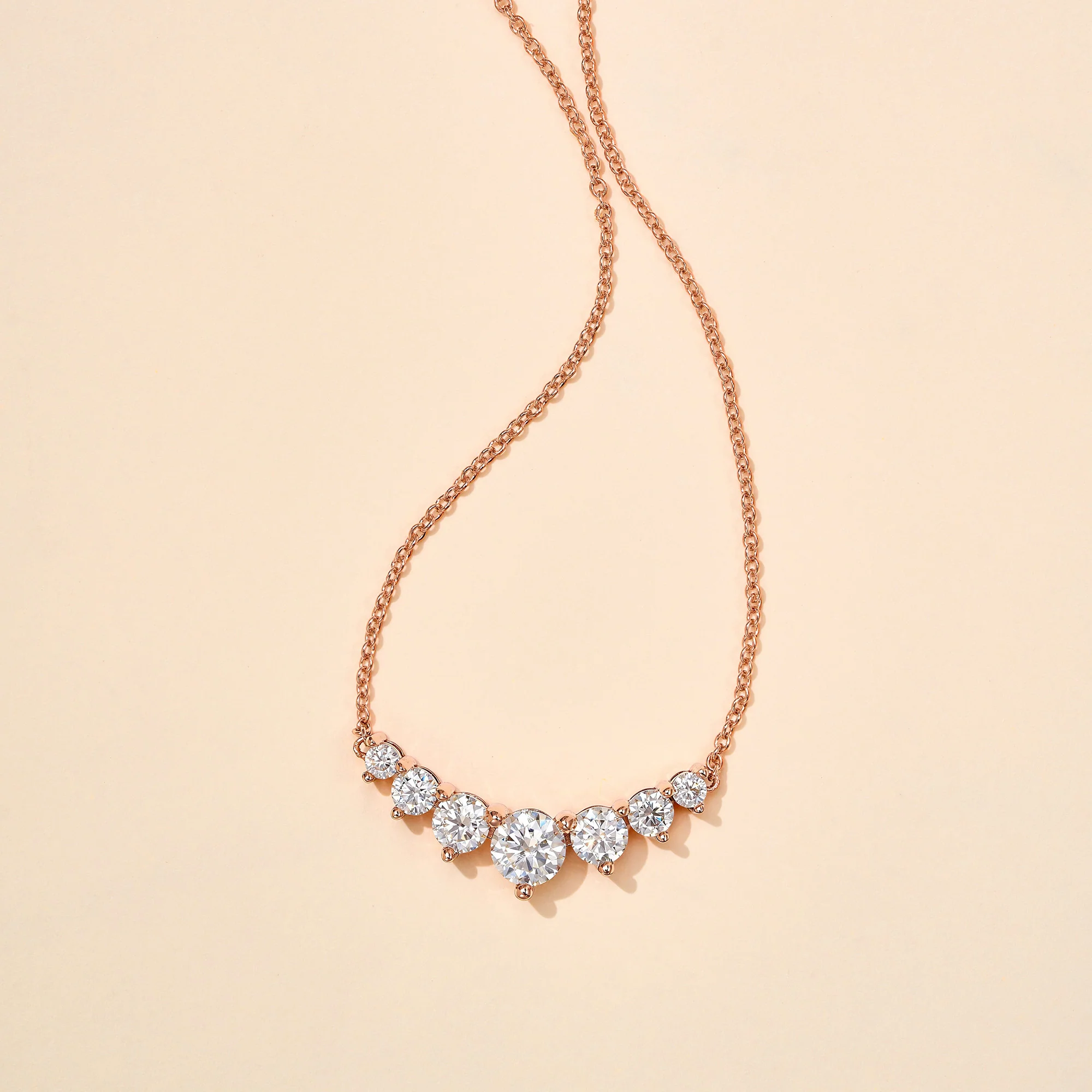 Seven Stone Round Moissanite Solitaire Pendant Necklace - Image 8