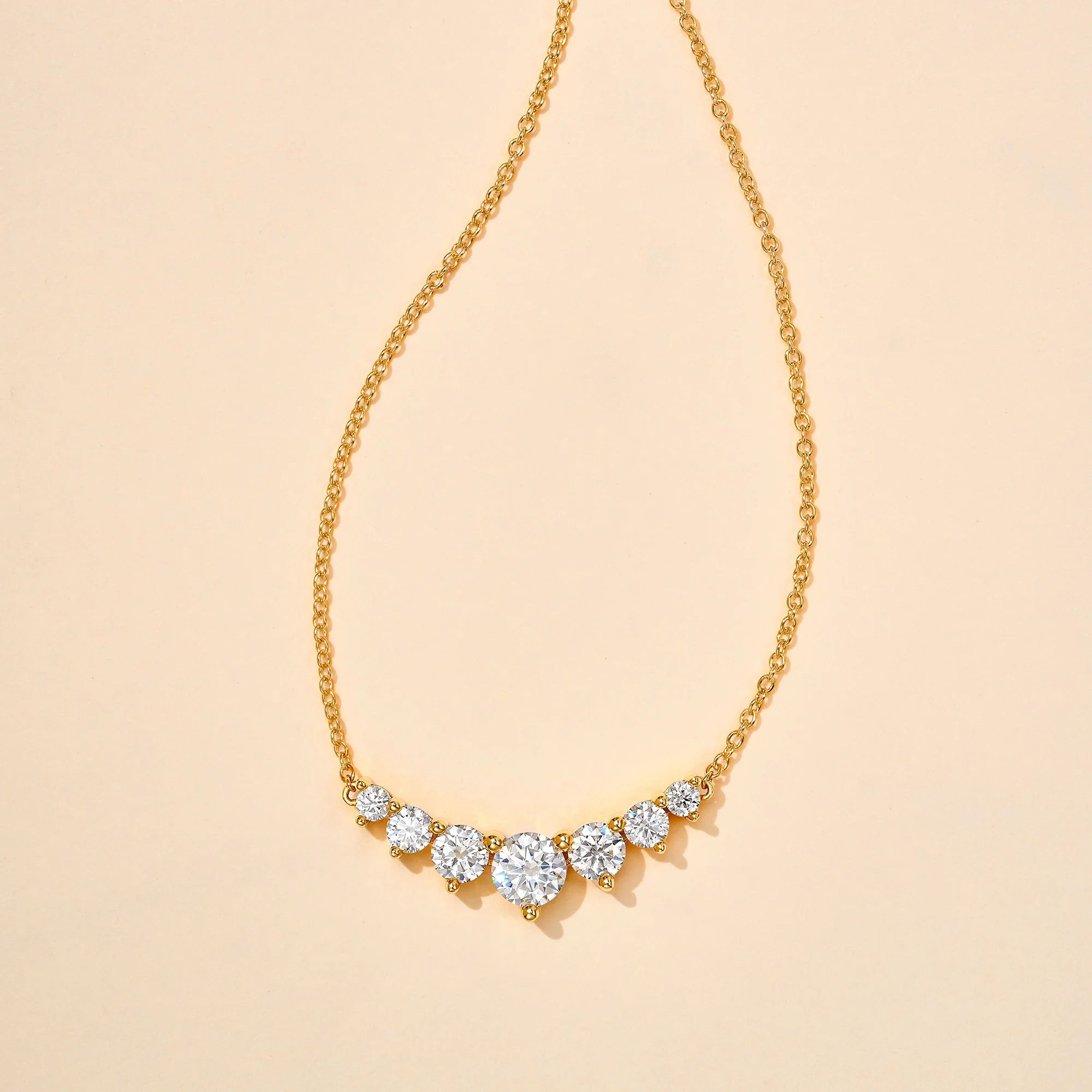 Seven Stone Round Moissanite Solitaire Pendant Necklace - Image 9