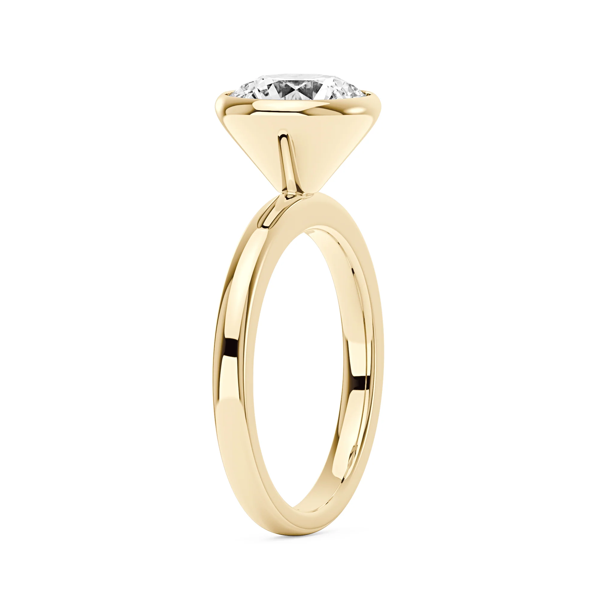 Solitaire Round Moissanite Bezel Ring - Image 5
