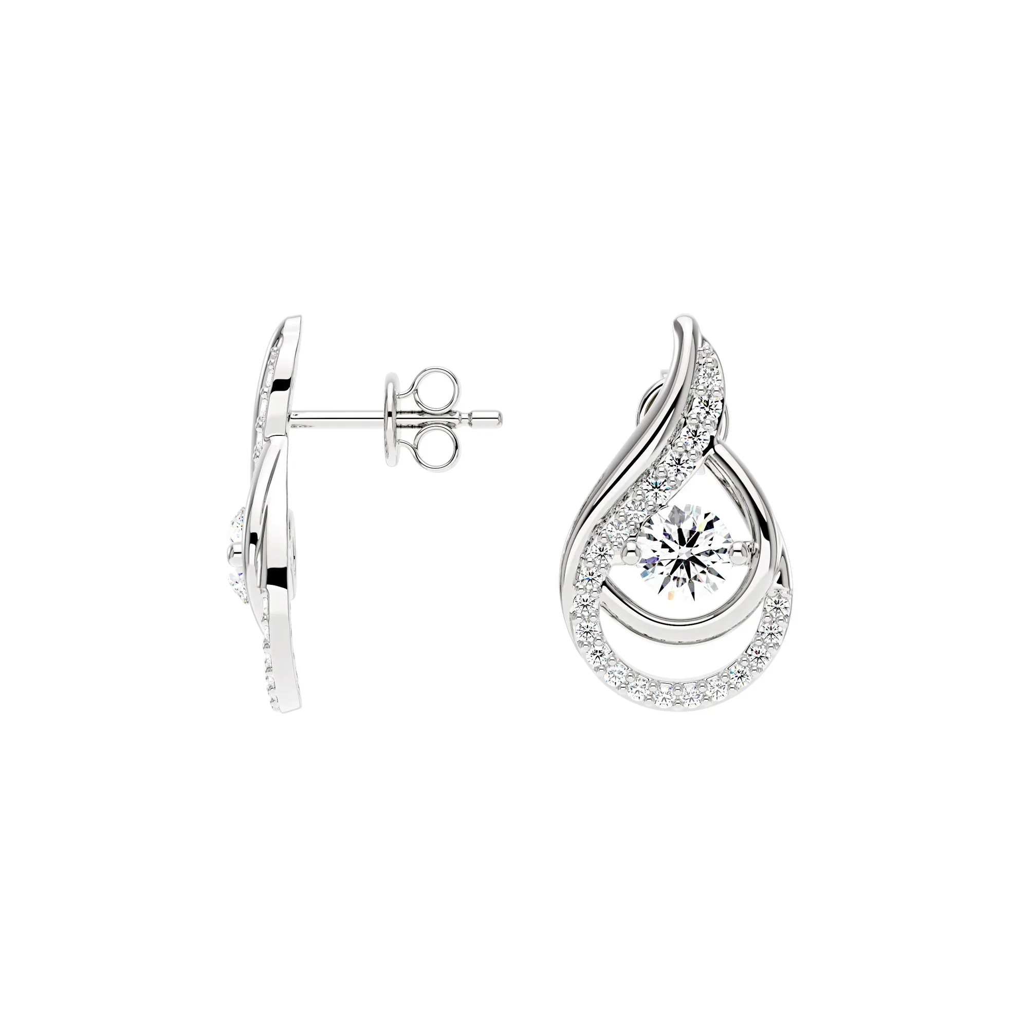 Sophisticated Round Moissanite Teardrop Earrings - Image 3