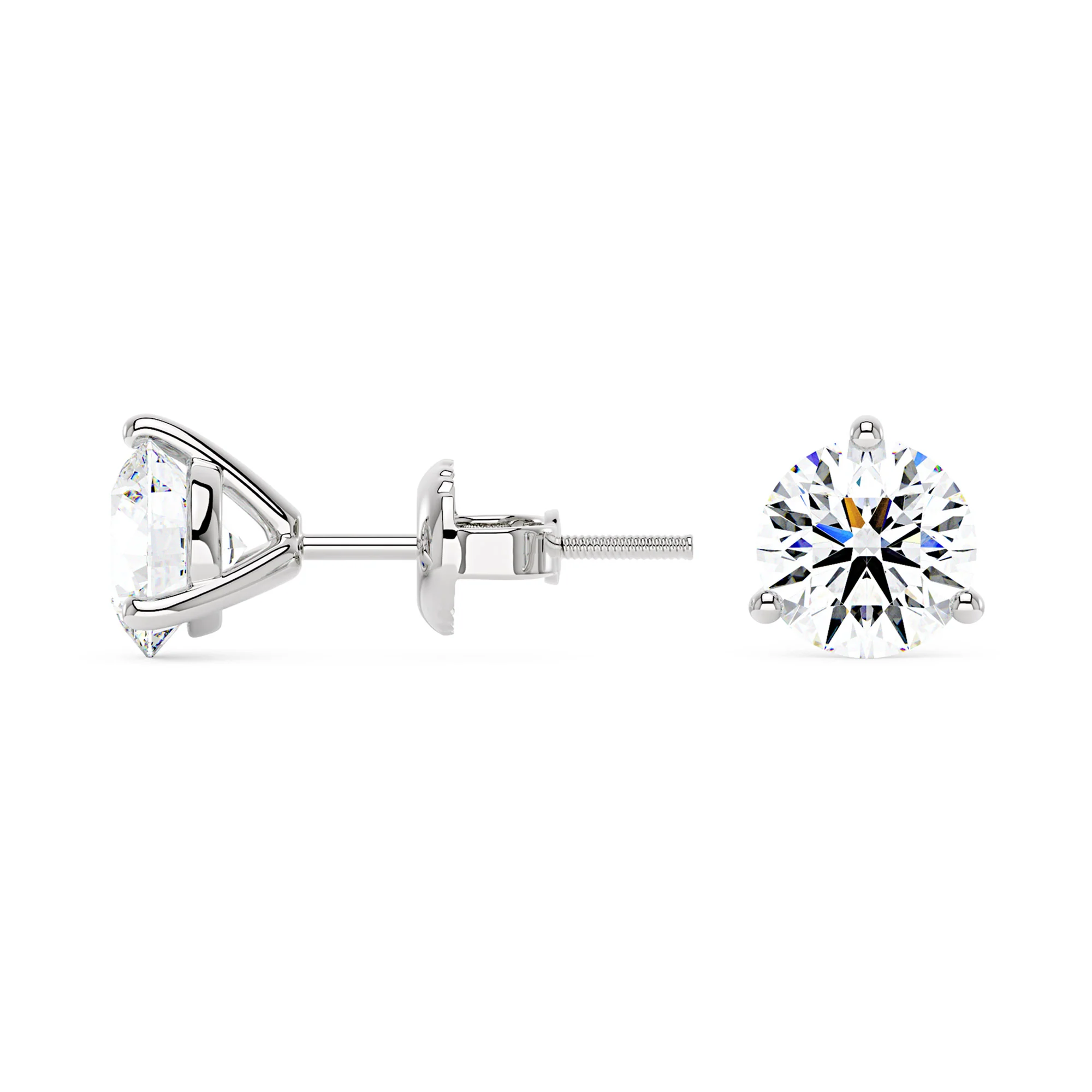Sparkling Moissanite 3-Prong Setting Stud Earrings - Image 3