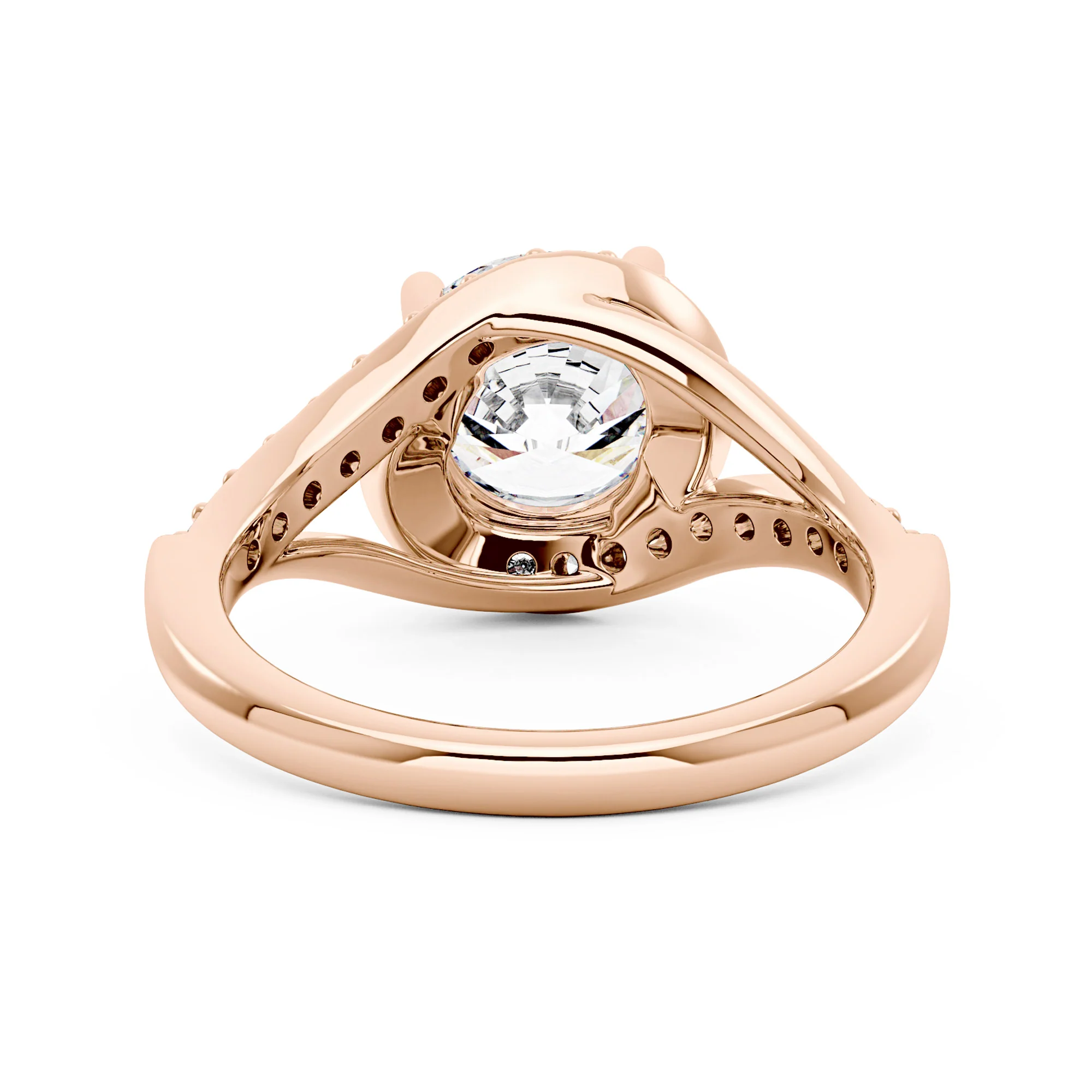 Starlight Halo Moissanite Ring with Twist Pavé Band - Image 9
