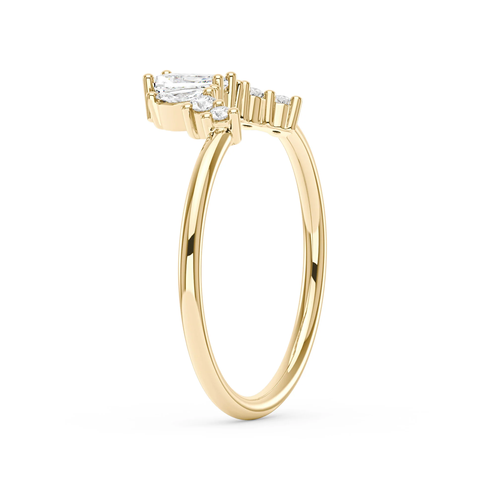 Tapered Baguette Marquise Round Moissanite Curved Band - Image 5
