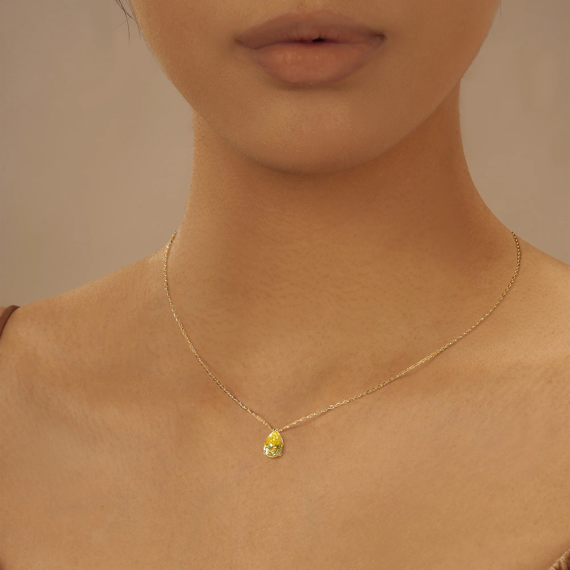 Teardrop Pear Moissanite Solitaire Pendant Necklace - Image 5
