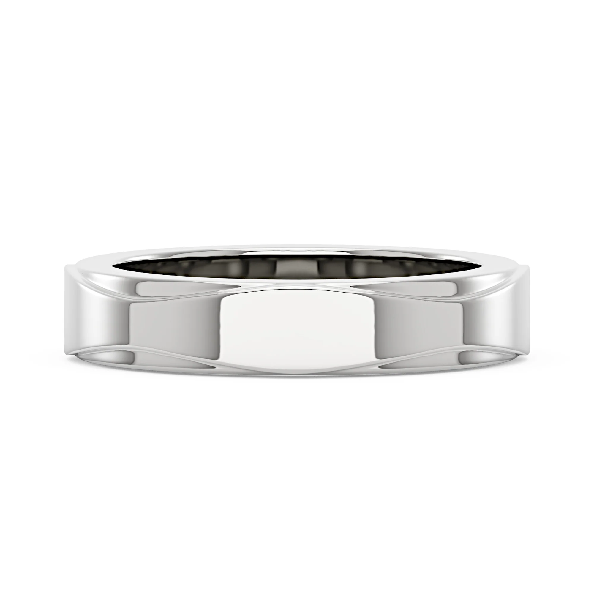 Unisex Modern And Minimalism Polished Wedding Band - Image 4