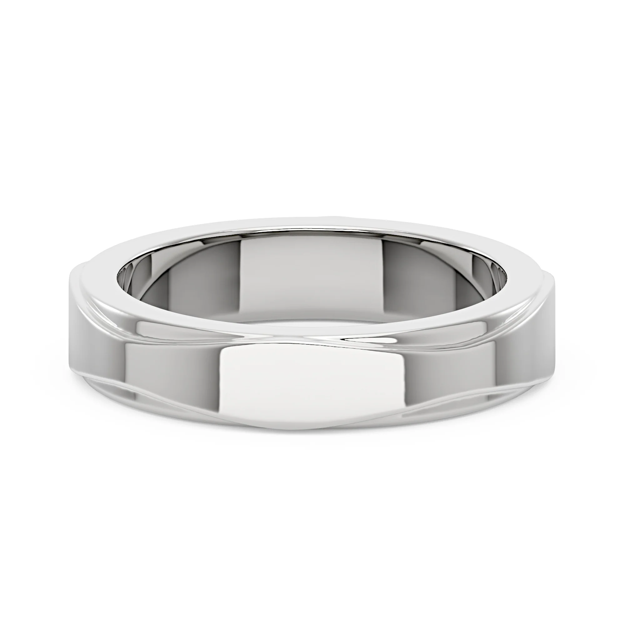 Unisex Modern And Minimalism Polished Wedding Band - Image 5