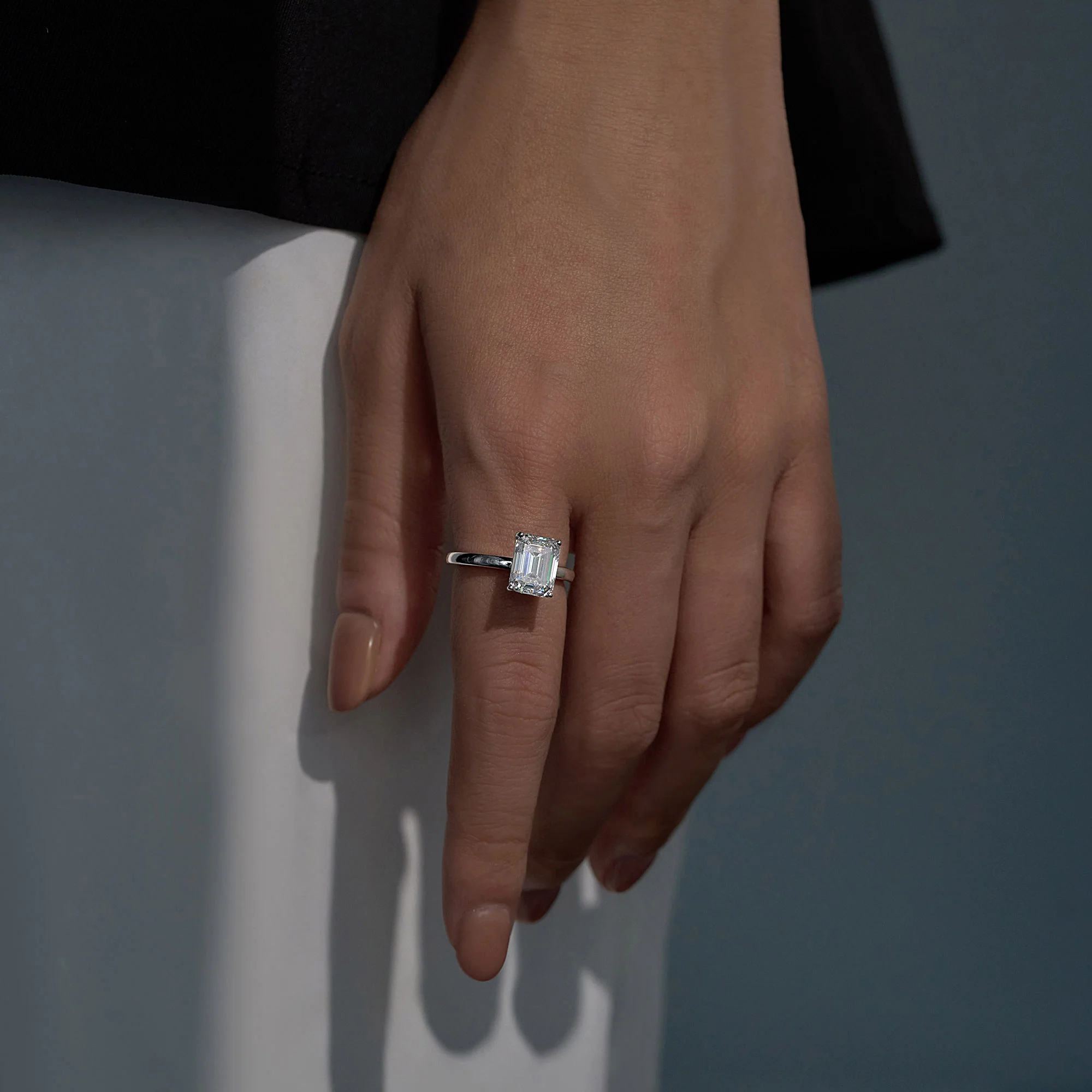 Emerald Cut Moissanite Solitaire Ring - Image 10