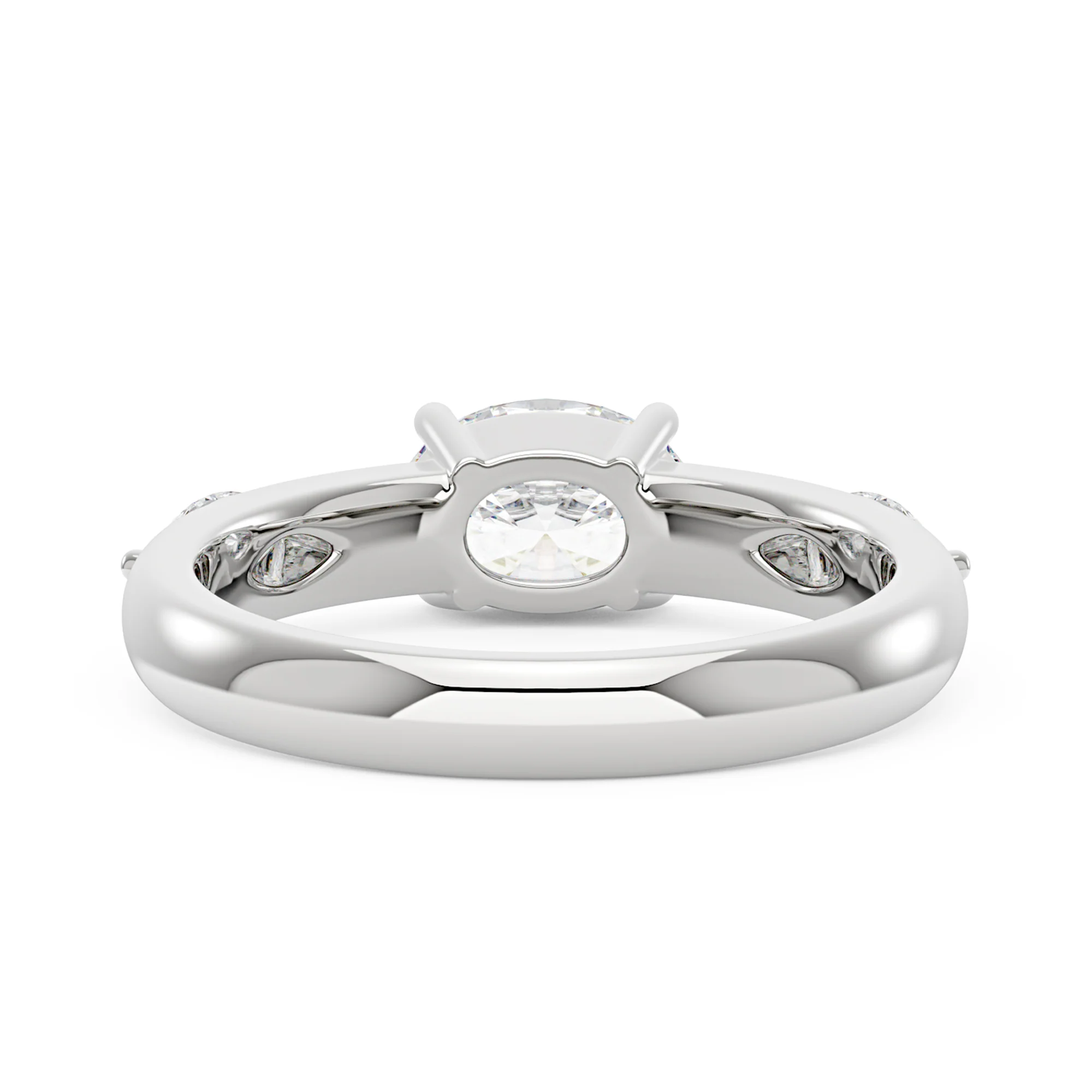 Modern Romance Oval Marquise Moissanite Trilogy Ring - Image 6